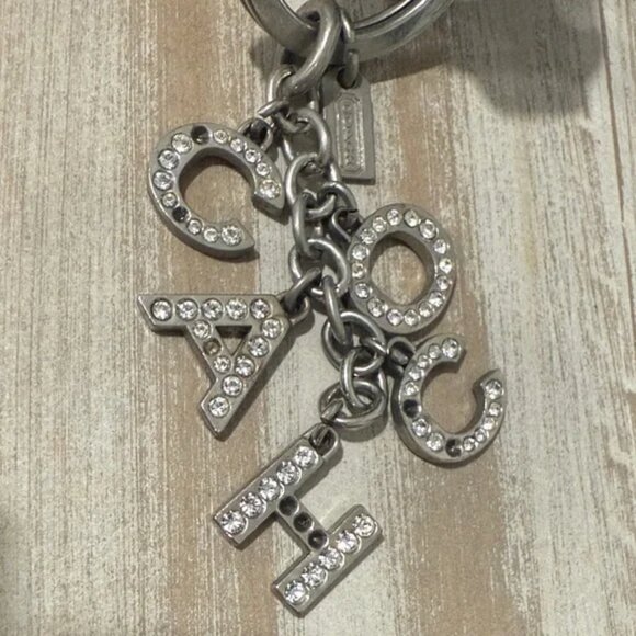 Coach Crystal Letters Spelling Coach Dangle Cascading Keychain Purse Charm - Picture 1 of 2